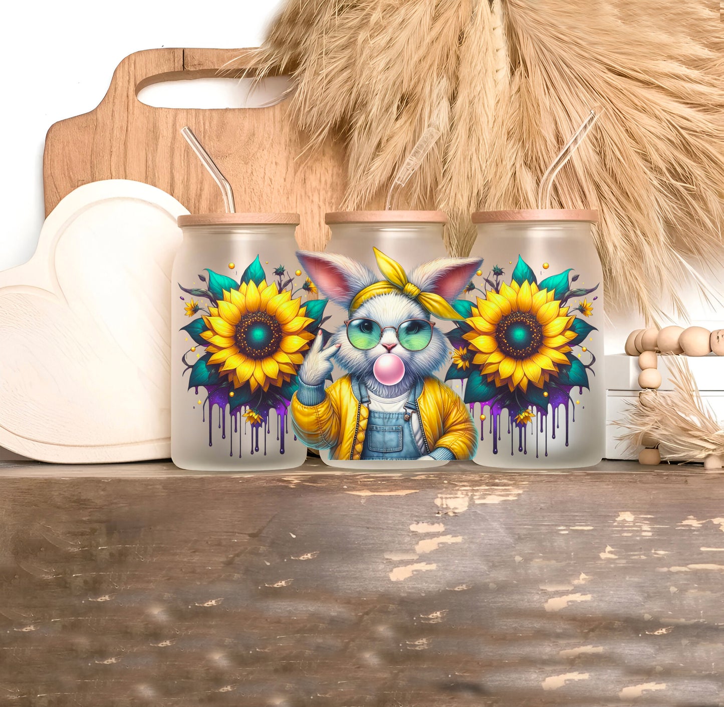 Verre 16oz givré - BUNNY JAUNE