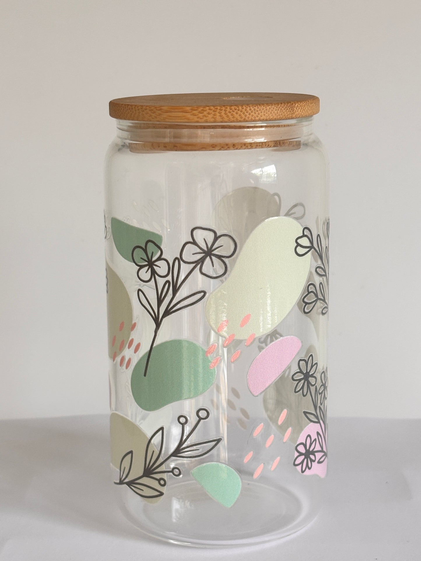 Verre 16oz clair - MOTIF FLORAL