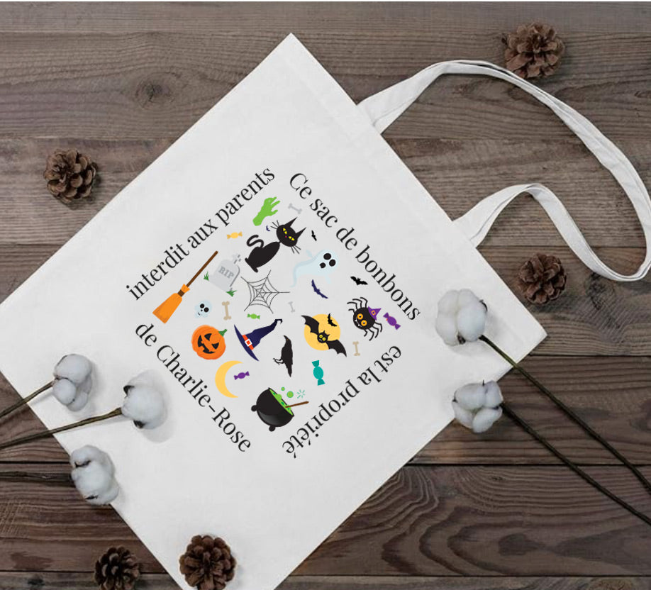 Sac coton - moyen 16x15 - HALLOWEEN INTERDIT PARENTS