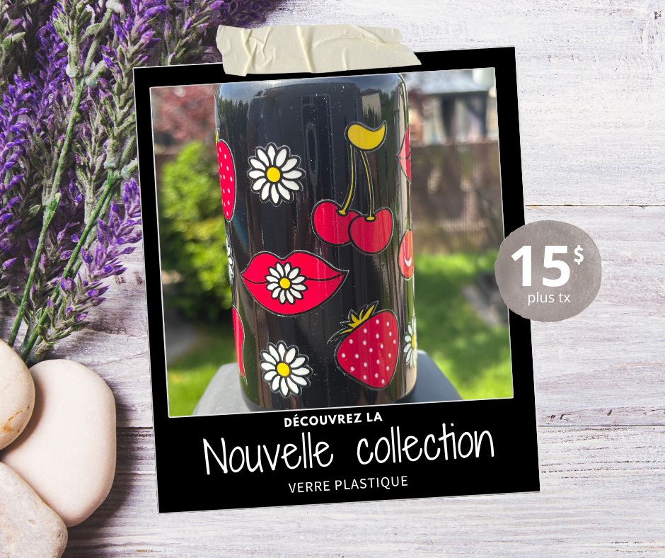 Verre 16oz clair (plastique) - CERISES