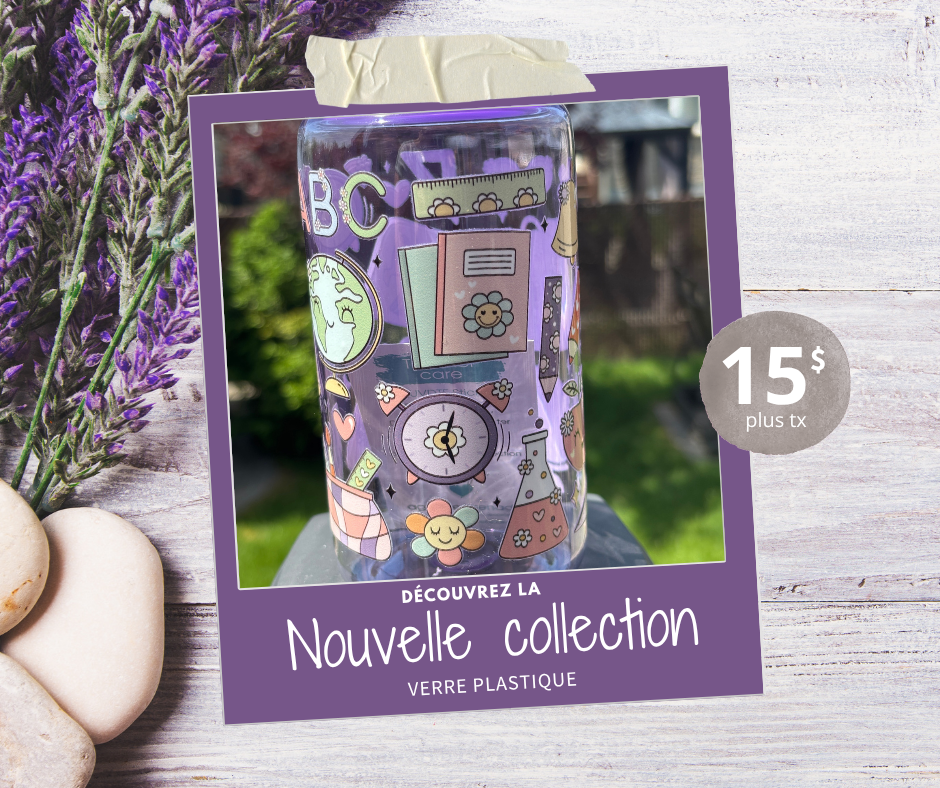 Verre 16oz clair (plastique) - ÉCOLE CARTOON