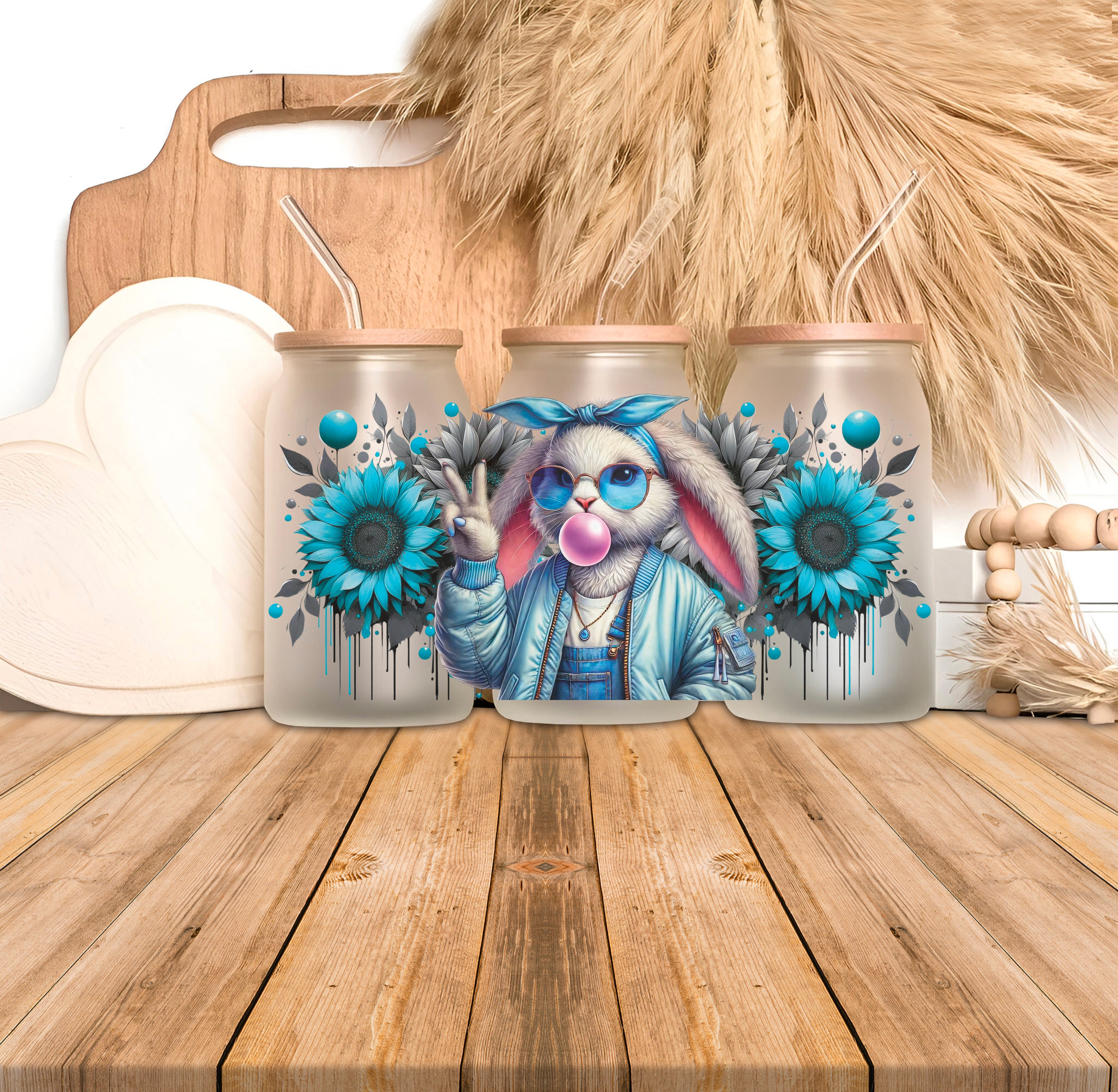 Verre 16oz givré - BUNNY BLUE