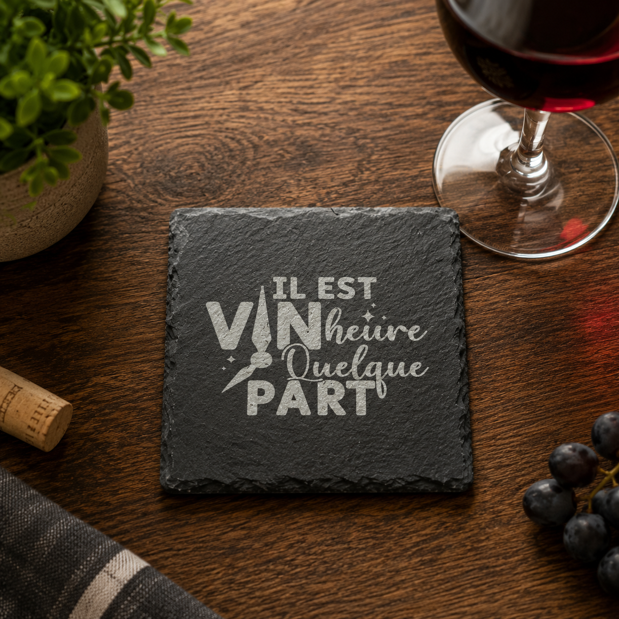 Sous-verre - VIN HEURE QUELQUE PART