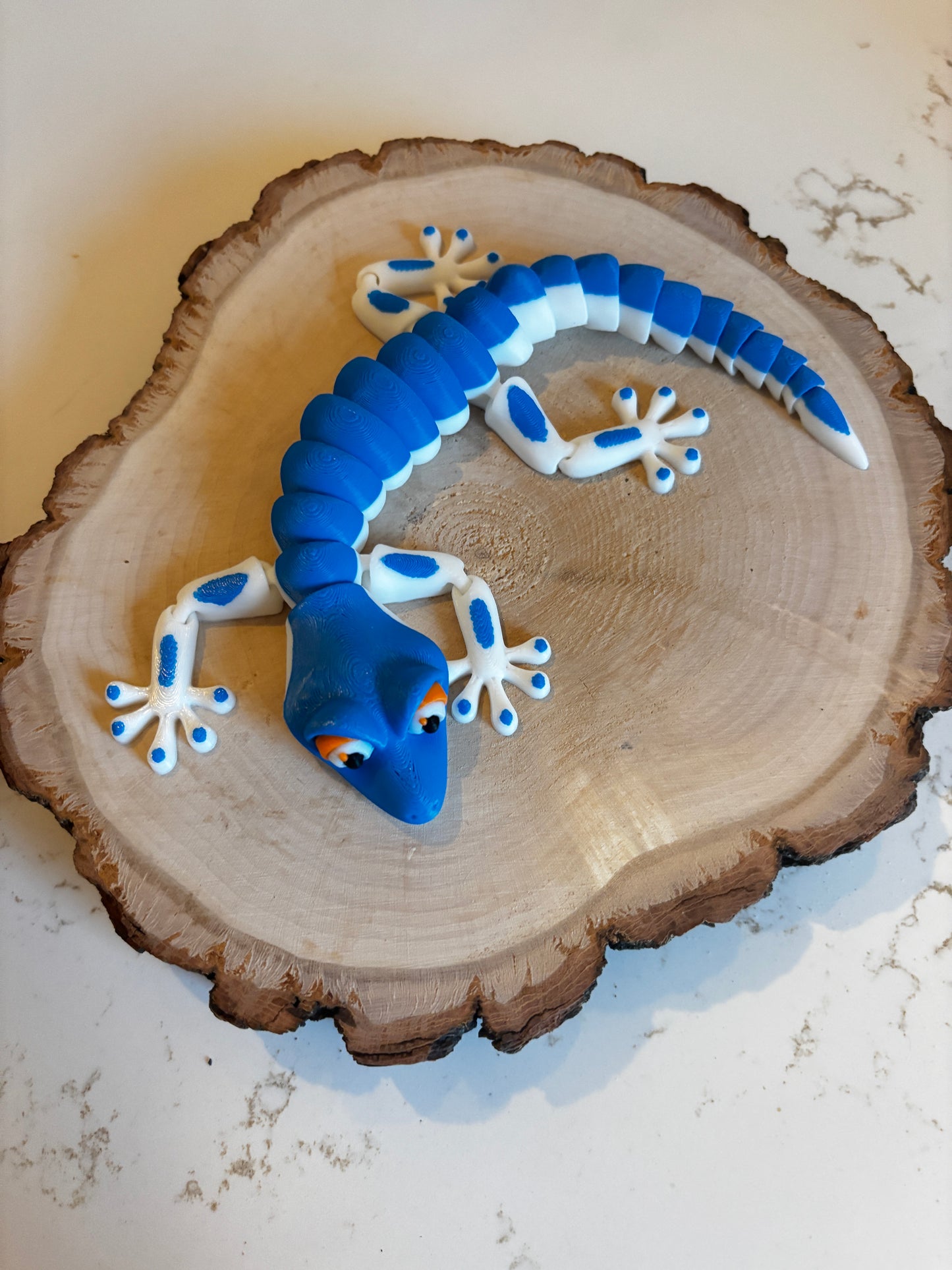 Lézard - bleu et blanc