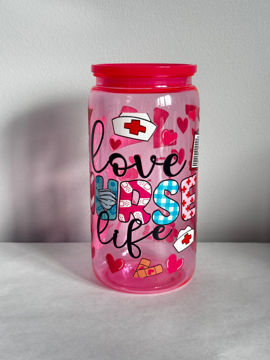 Verre 16oz clair (plastique) - LOVE NURSE