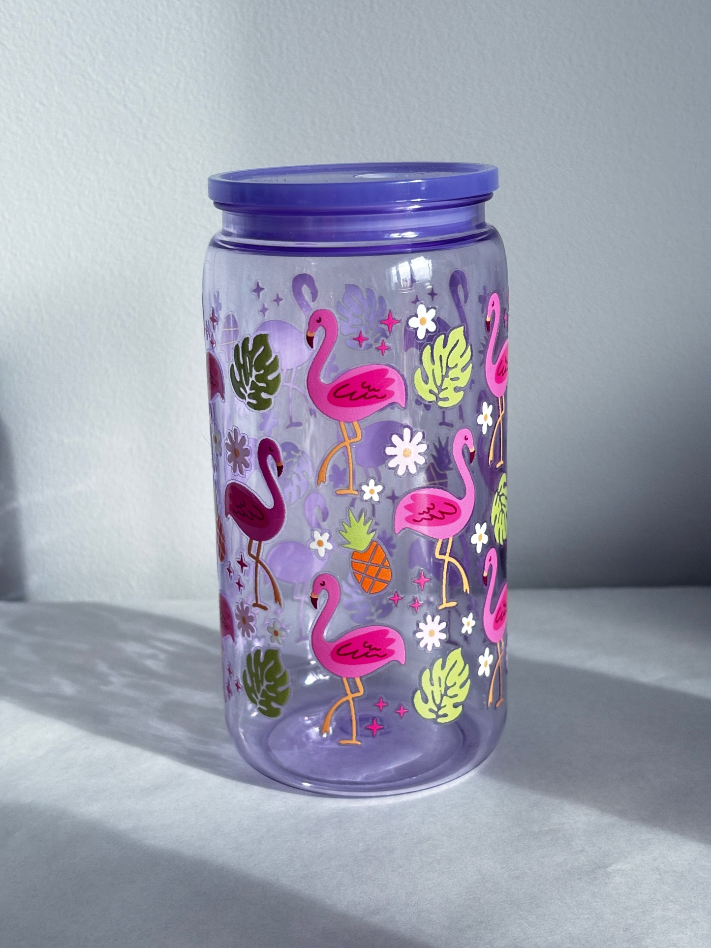 Verre 16oz clair (plastique) - FLAMINGOS