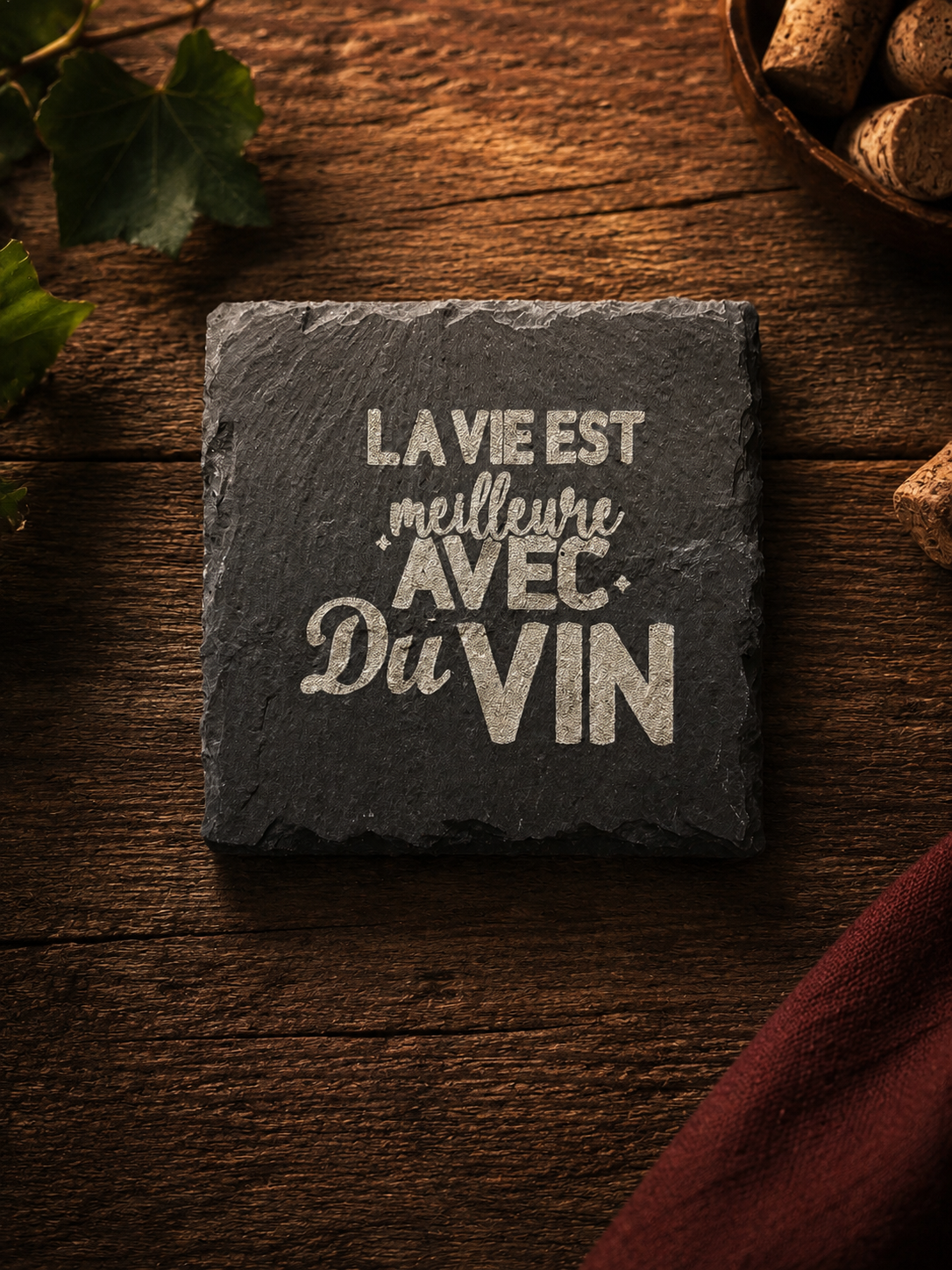 Sous-verre - MEILLEUR AVEC DU VIN