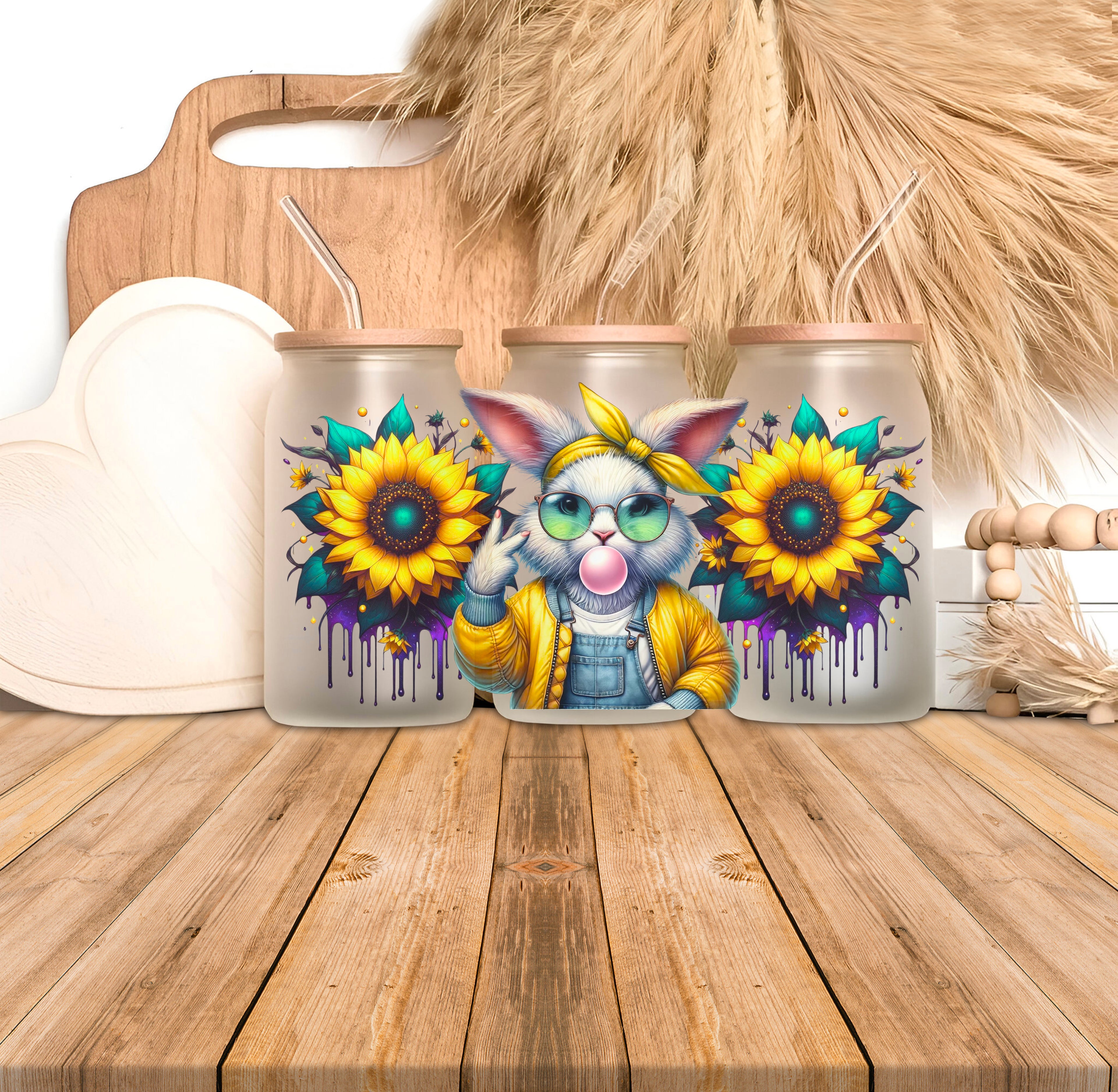 Verre 16oz givré - BUNNY JAUNE